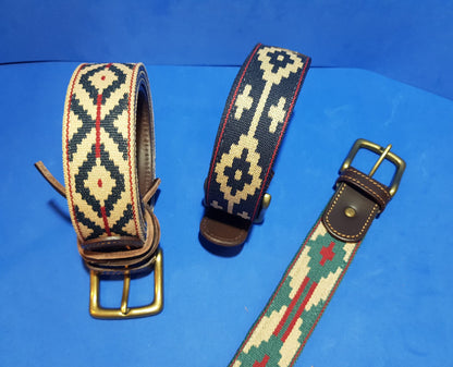 Cinturón Cuero de Novillo y Algodón